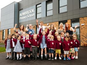 Nursery and Reception classes with headteacher Sam Aiston and teachers