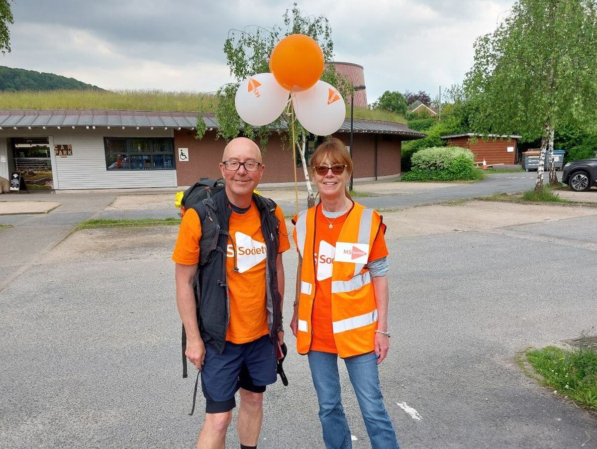 Gary Rushworth and Miriam Elliot-Smith, communications volunteer with the Shrewsbury and District MS Society Group