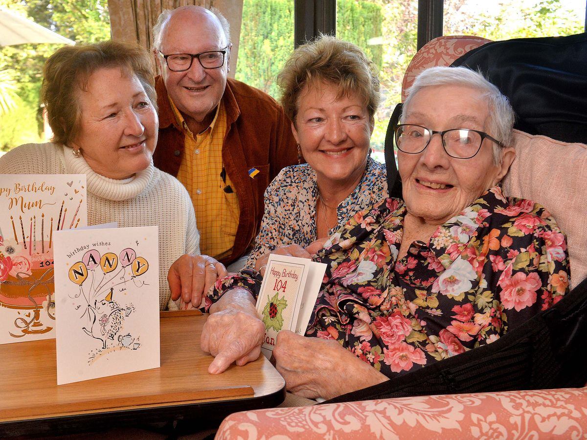 Annie Allen was celebrating her 104th birthday. Here she is pictured with her children: Chris Hayes, 65, Tony Allen, 78 and Cathy Silbermann, 67