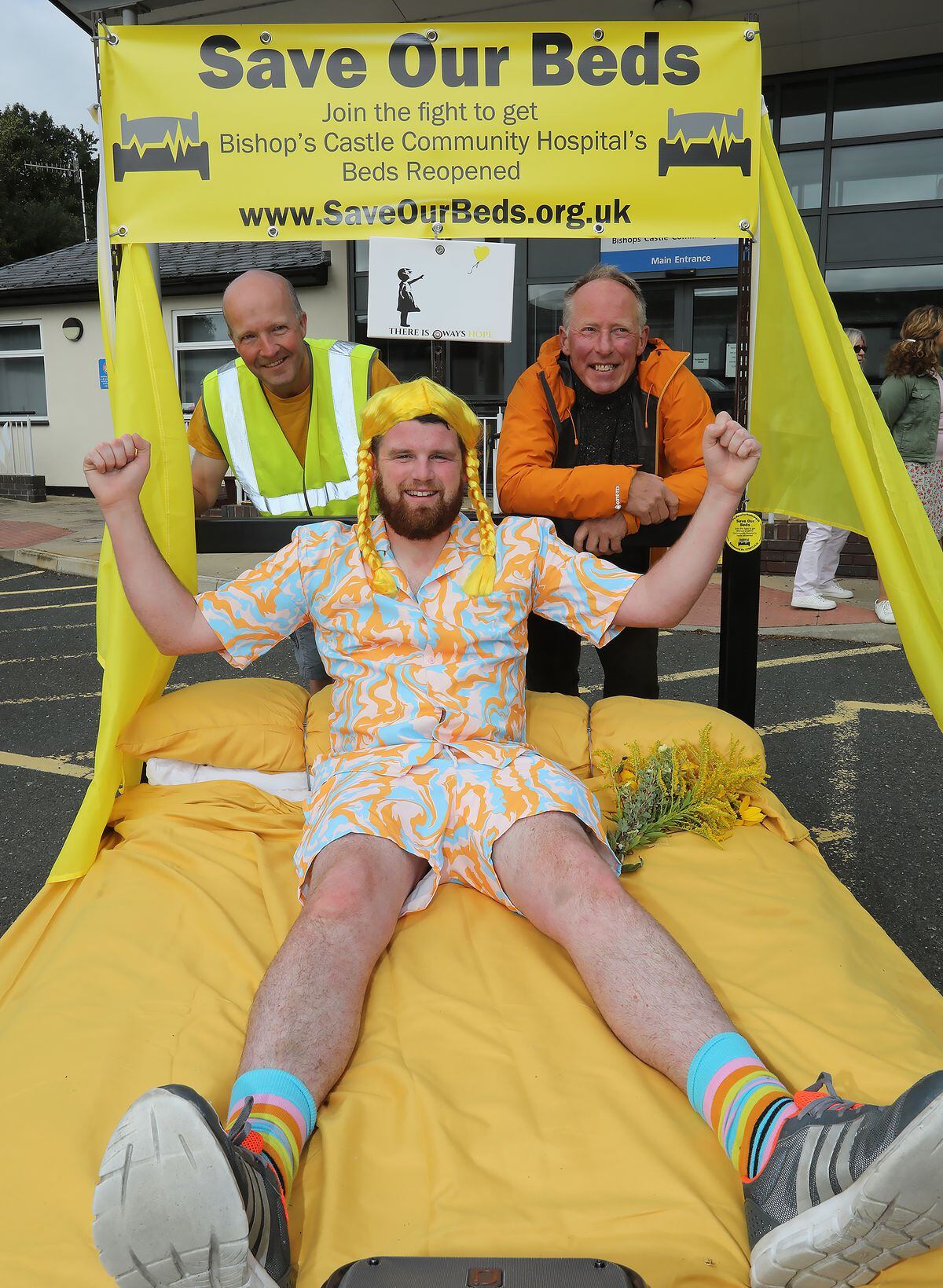 The bed push is part of a campaign to keep beds at Bishop's Castle Community Hospital