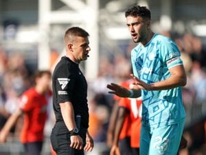 Max Kilman reacts after referee Josh Smith awards Luton Town a penalty. Picture: Joe Giddens/PA Wire.