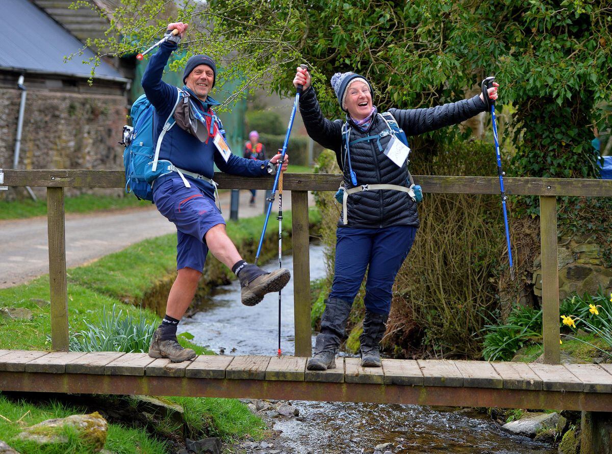 SOUTH COPYRIGHT SHROPSHIRE STAR STEVE LEATH 02/04/2022..Pics in and around Little Stretton Village Hall, of a walking festival around the Long Mynd area. Dave Myers from Wiltshire and Sharon Magrath from Bayston Hill..