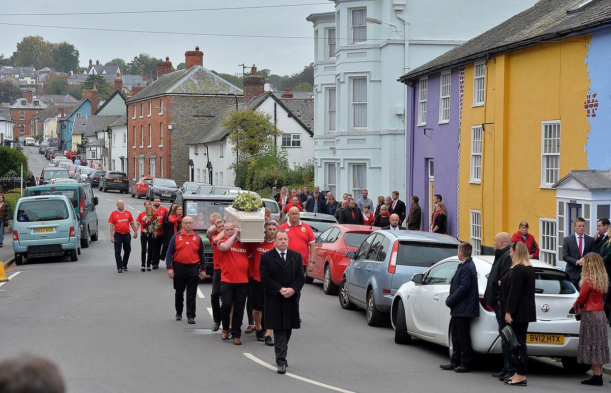 People lined the streets of Bishop's Castle for the funeral of the popular teenager