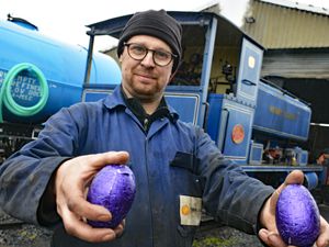 Volunteer Mathew Higgins is getting egg-cited