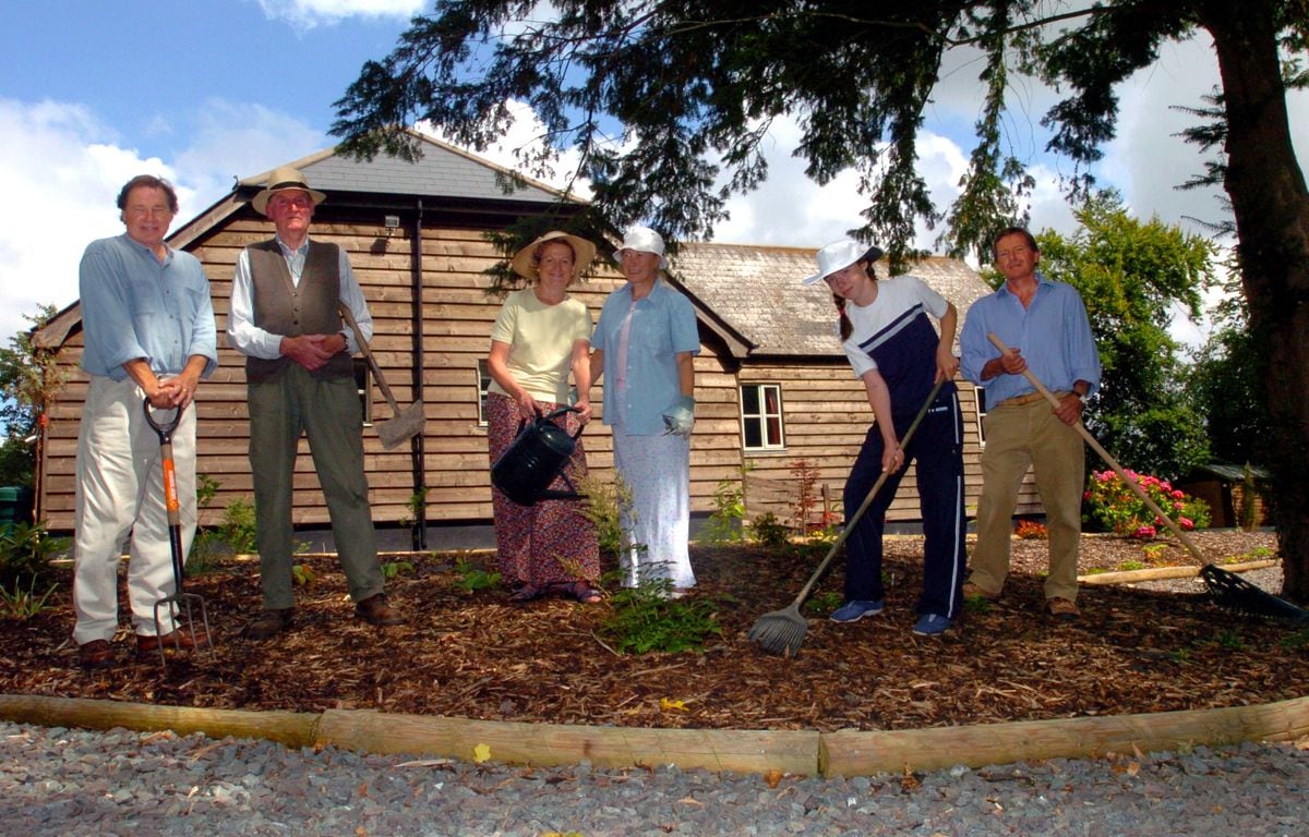 Tom Acton with a team of volunteers working at the grounds of Acton Scott Village Hall. From left John Phillips, Tom Acton, Mary Phillips, Marian Talbot, Francesca Philips and Richard Wilson