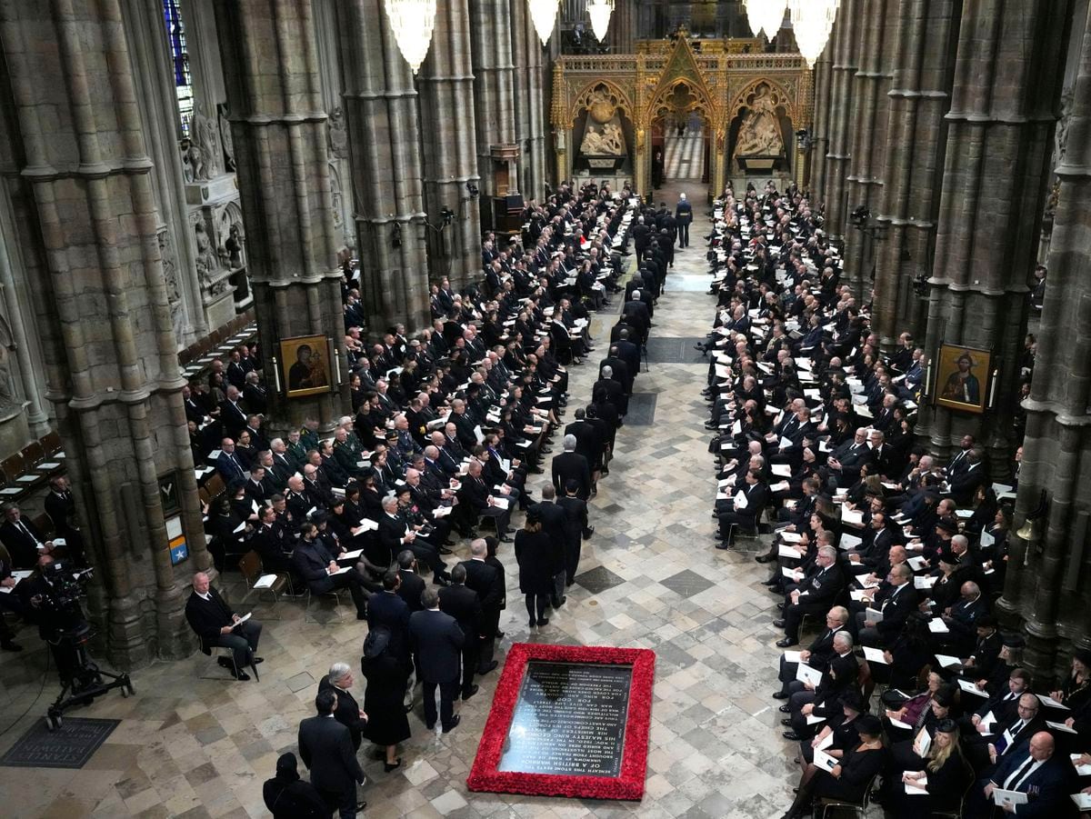 Guests arrive for the State Funeral of Queen Elizabeth II, held at Westminster Abbey. Photo: Frank Augstein/PA Wire