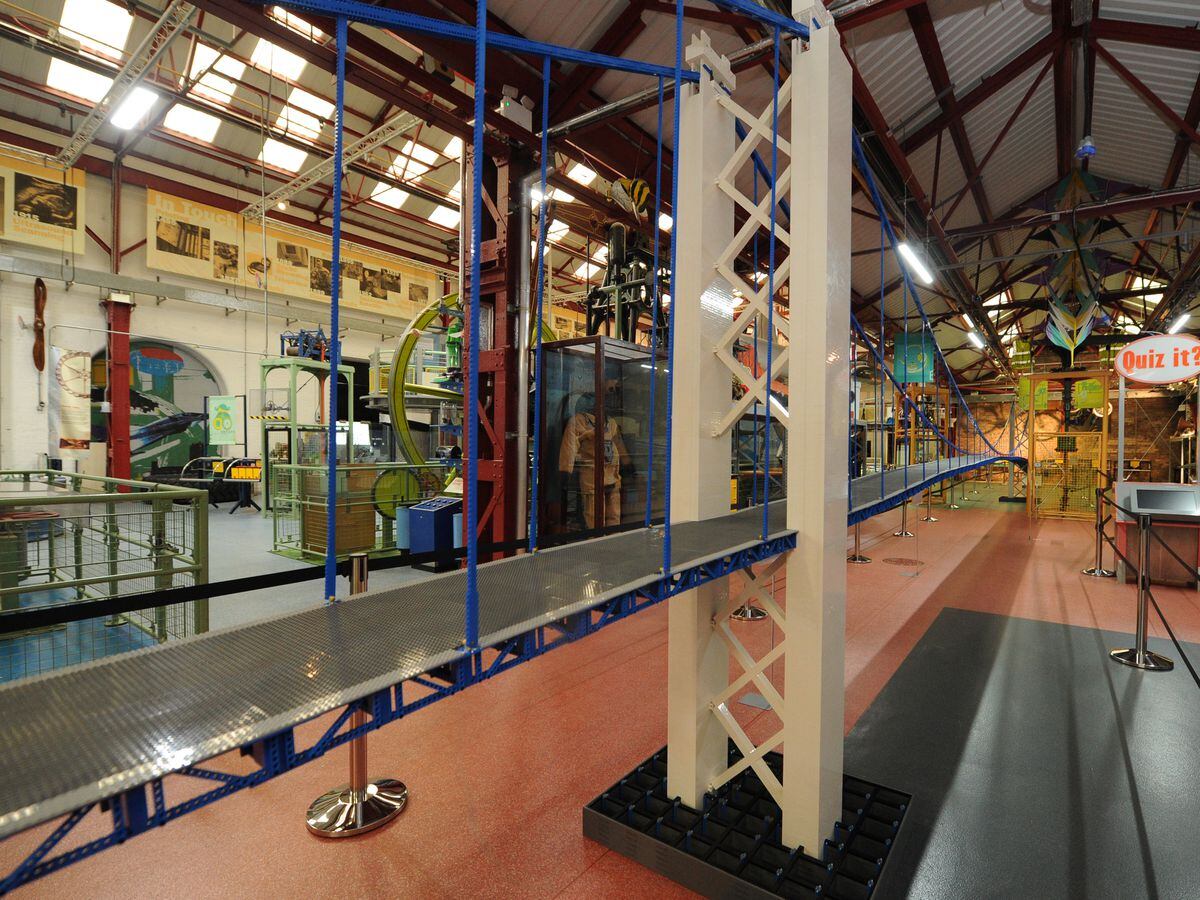 The record-breaking bridge made from plastic bricks, at Enginuity, Coalbrookdale