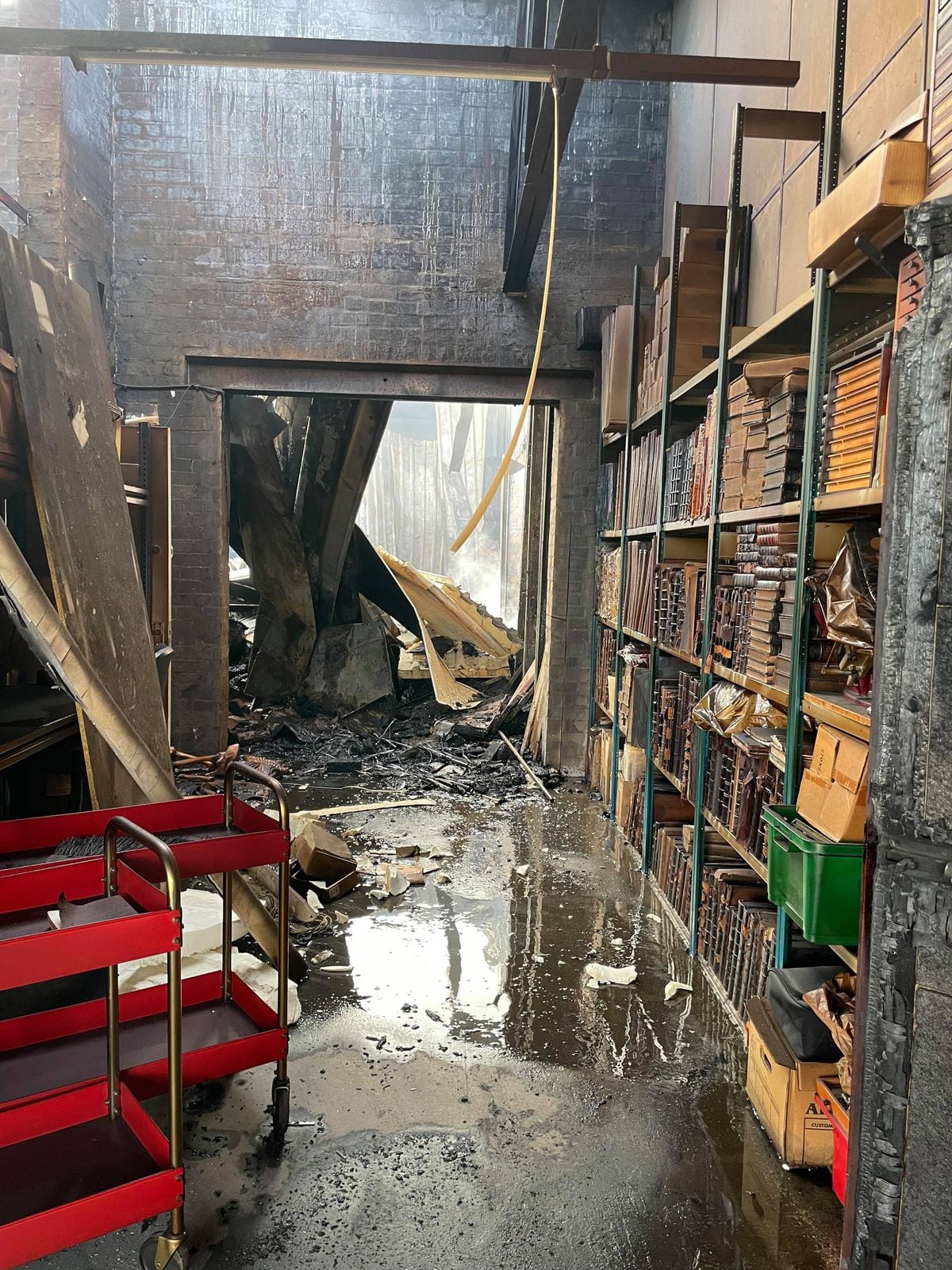 Some of the books damaged by fire and water 