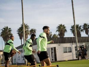 West Brom players during training drills in Costa Blanca (WBA)