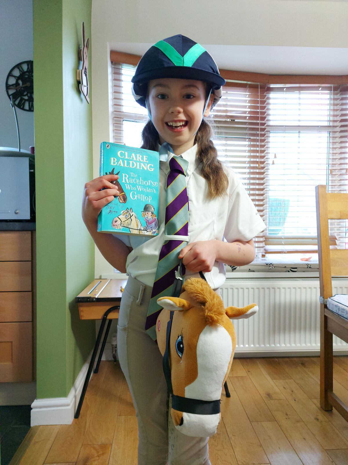 Evangeline Thomson (aged 8) as Polly Williams from The Racehorse Who Wouldn't Gallop by Clare Balding