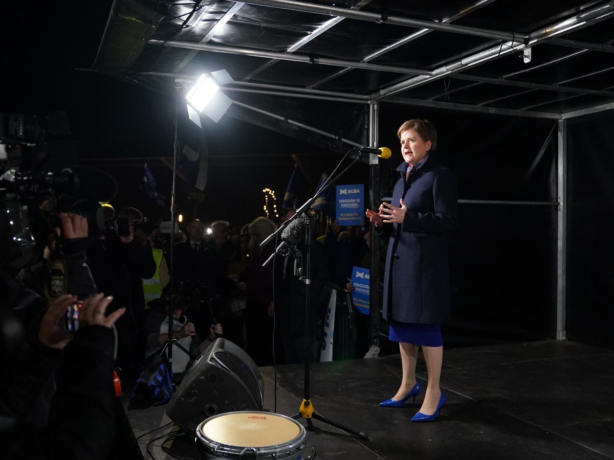 Nicola Sturgeon addressing a rally