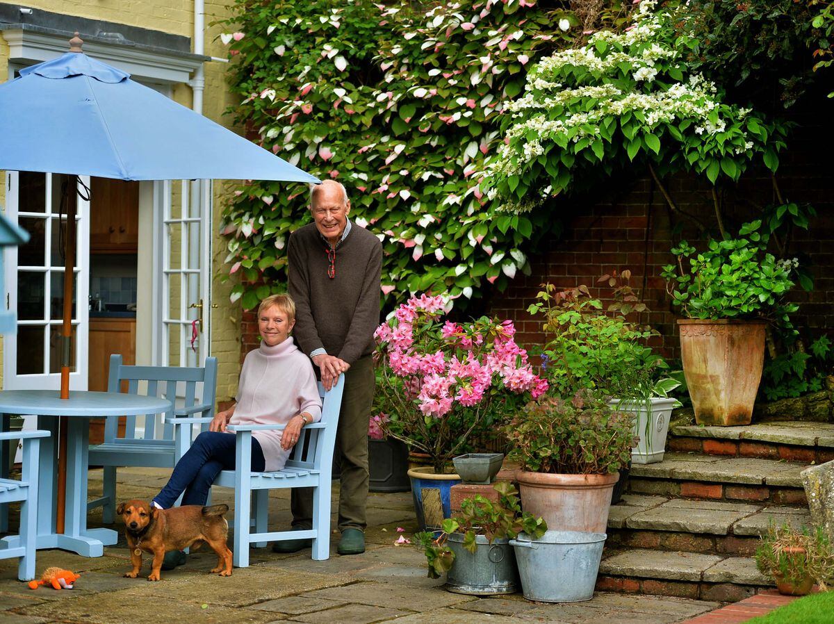 Tony and Linda Mahalski in their garden in Mill Lane
