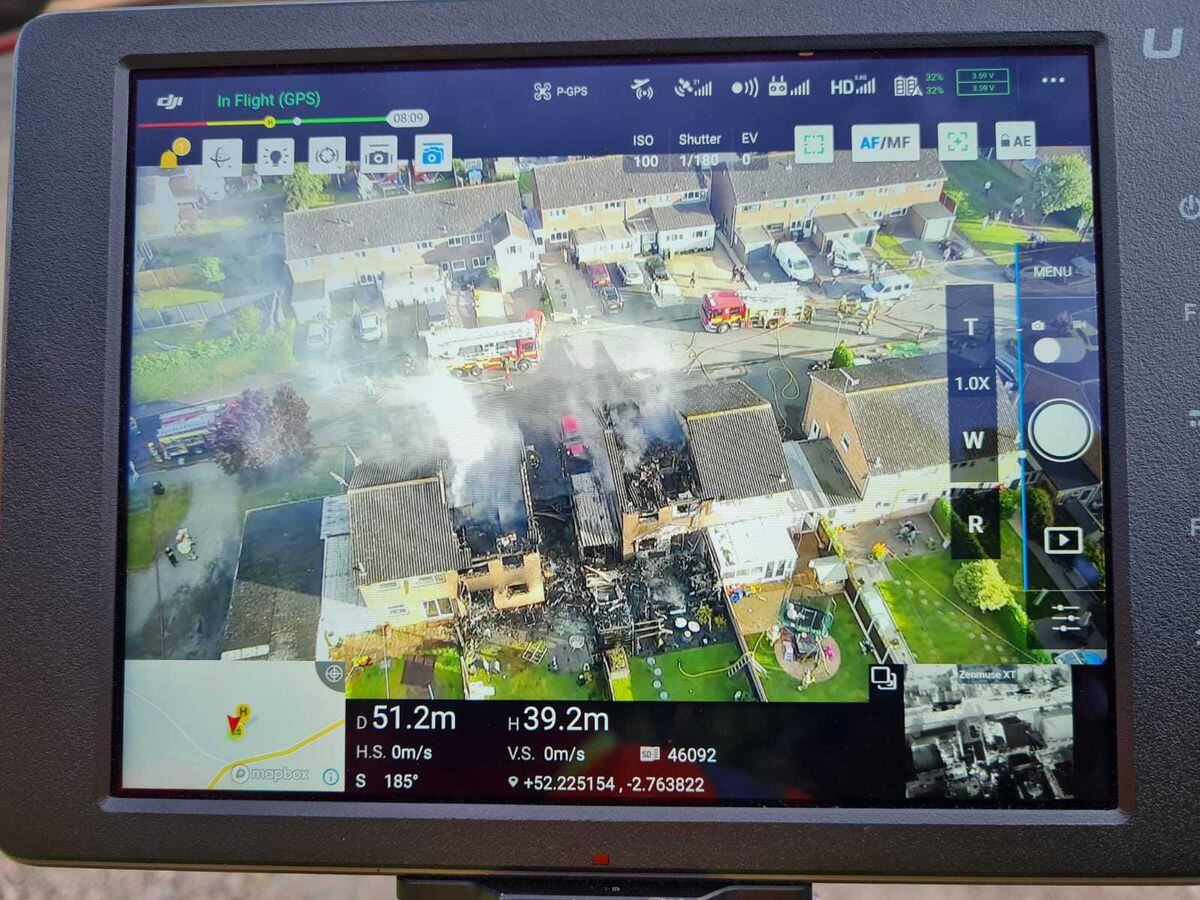 Aerial view of the blaze. Photo: Hereford & Worcester Fire and Rescue Service.