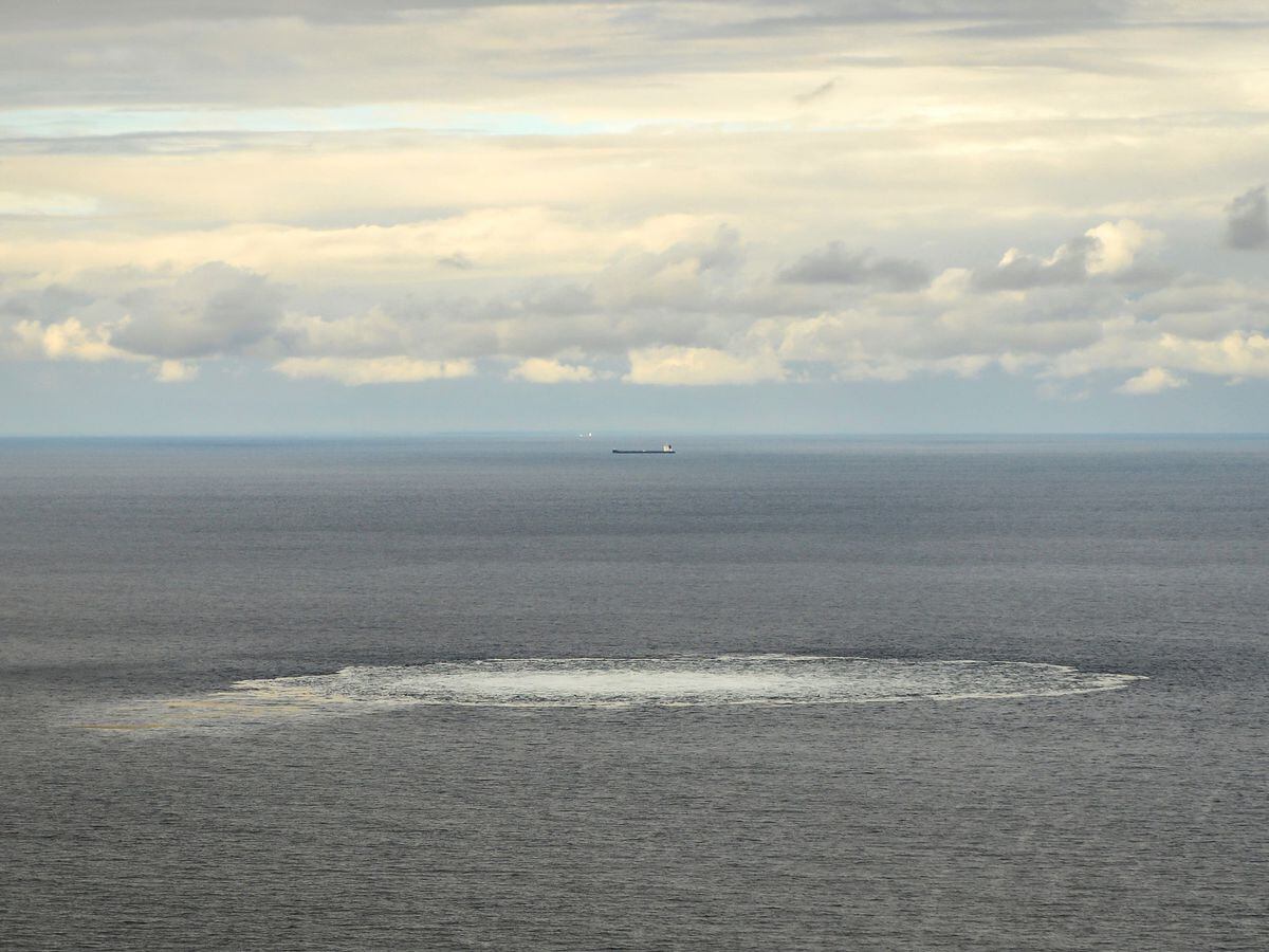 Disturbance in the Baltic Sea above the gas pipeline leak
