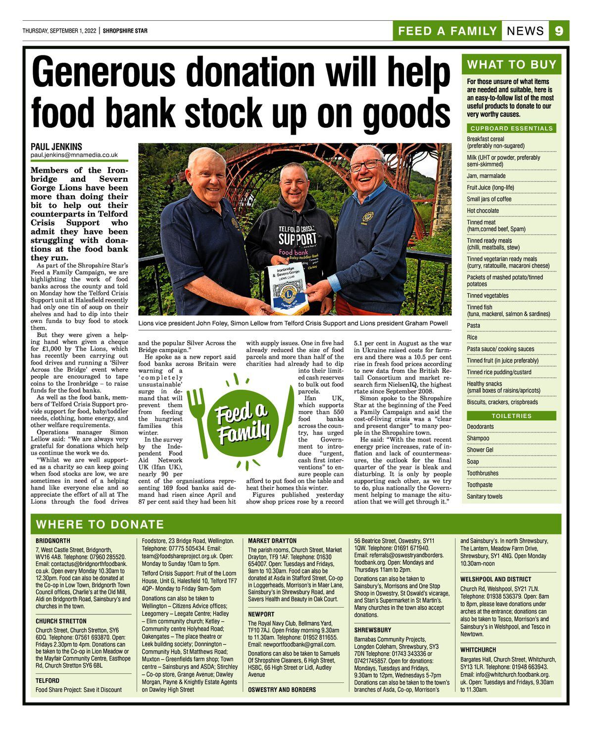 Feed a Family coverage in the Shropshire Star 