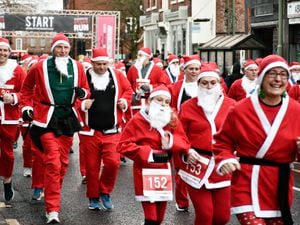 Oswestry's Santa Run saw more than 350 turn out for the event. Picture: Graham Mitchell