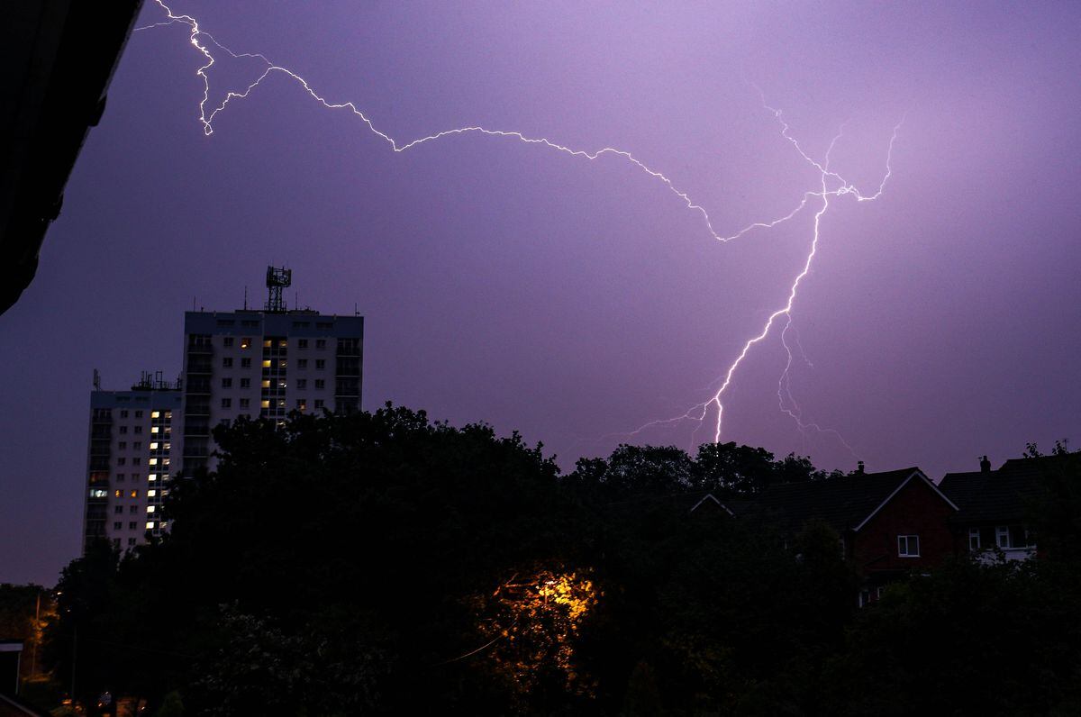 The lightning in Walsall overnight. PICTURE: Shaun Fellows/Shine Pix