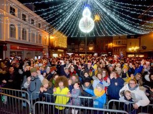 Crowds at the 2019 Christmas lights switch-on in Shrewsbury