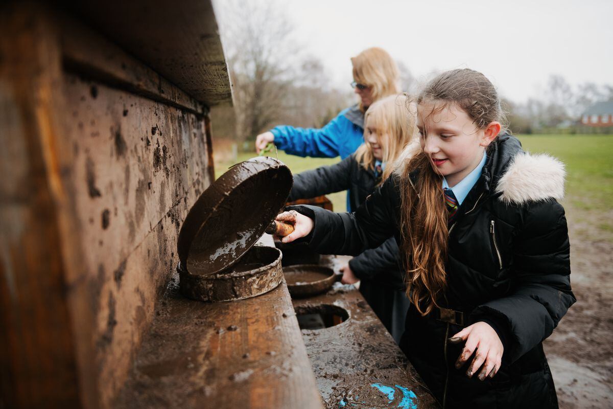 The mud kitchen comes into its own at Whitchurch Junior School