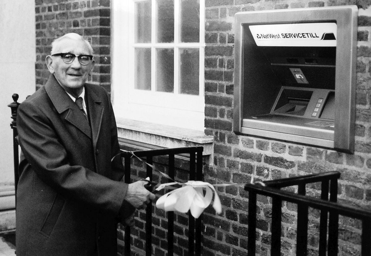 An early "NatWest Service Till" is opened in Wellington by 90-year-old Hedley Smith, NatWest's oldest customer in the town who had opened his account with the then National Provincial Bank in 1930. 