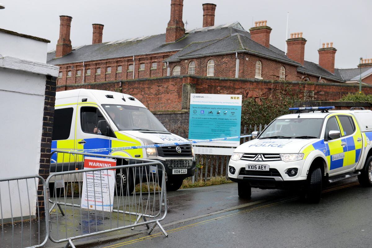 The main Shrewsbury train station car park next to the Buttermarket was sealed off after the attack