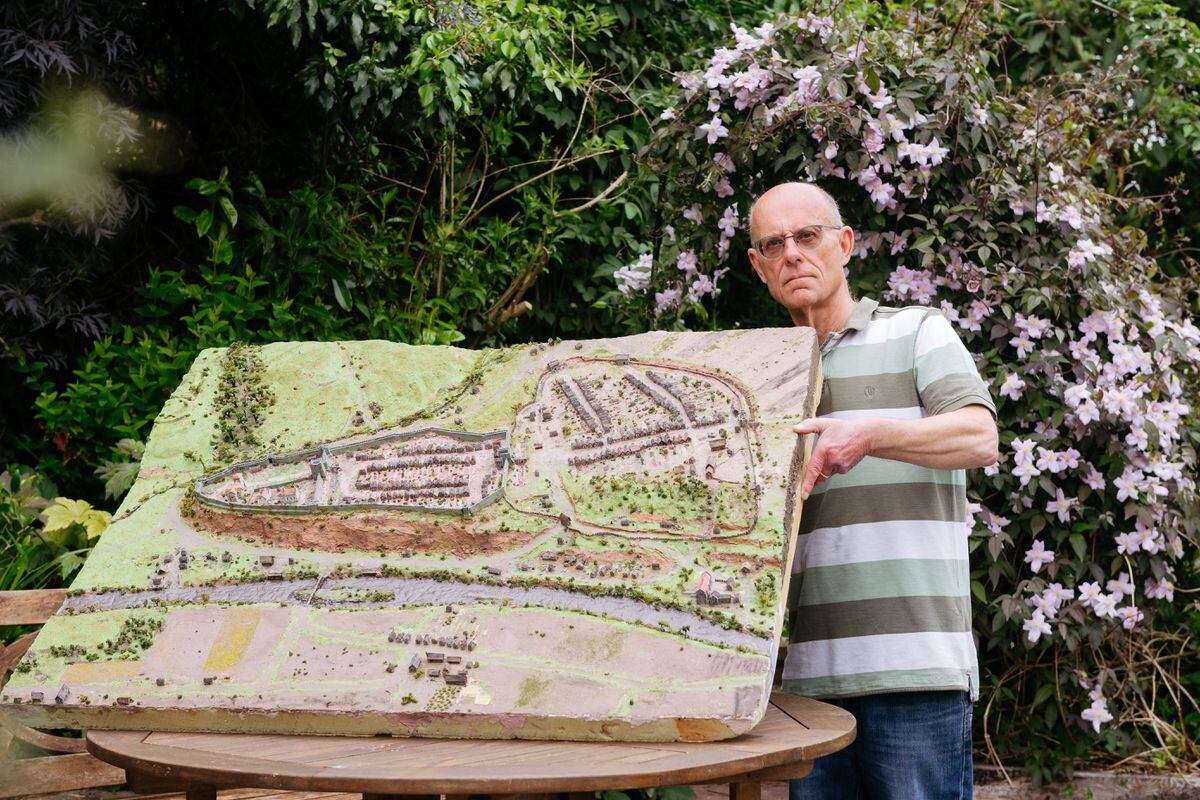 Gerry West with his model of Bridgnorth