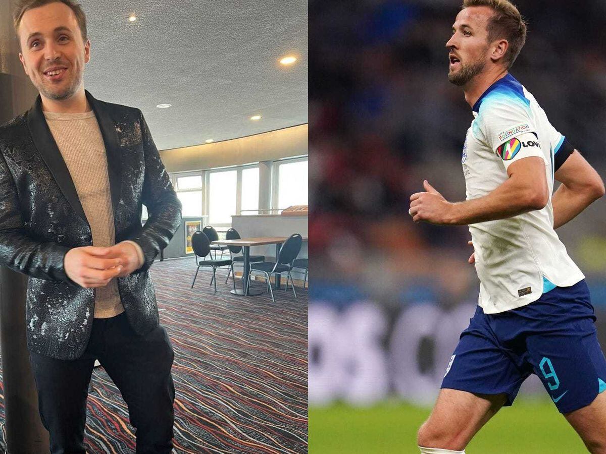 Professional ice hockey player Zach Sullivan (left) and England striker Harry Kane wears the OneLove armband against Italy