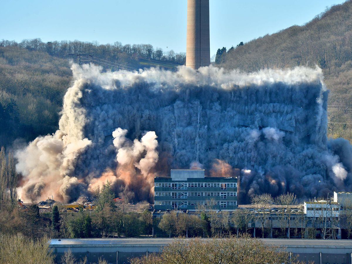 LAST COPYRIGHT SHROPSHIRE STAR STEVE LEATH 27/02/2021..Pic in Ironbridge at the latest round of demolition at the Power Station..