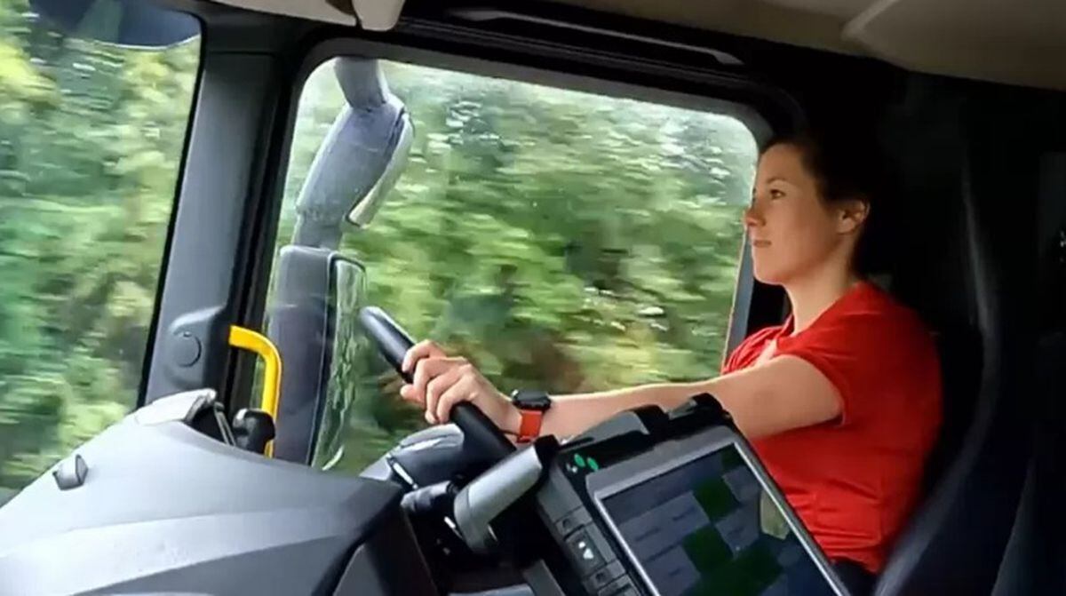 Leanne Player driving a fire appliance. Picture courtesy BBC