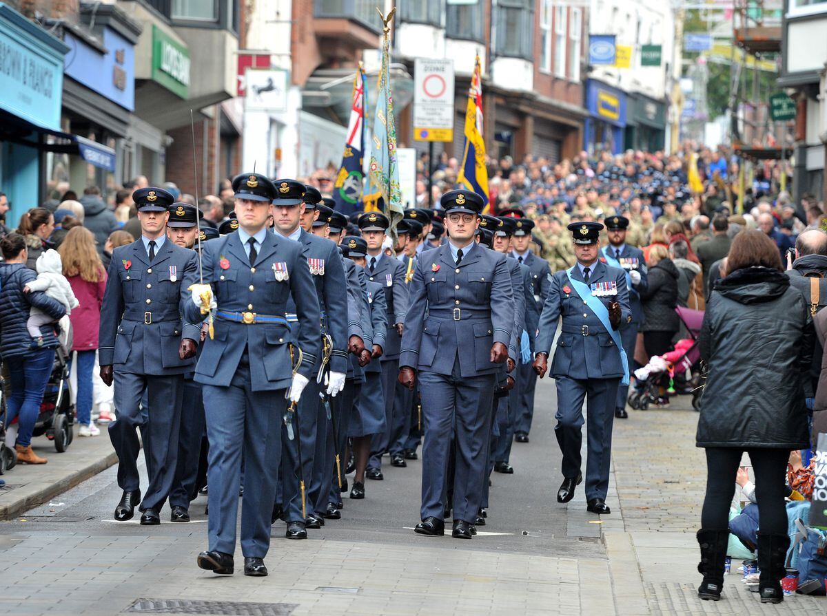 The Remembrance parade in Shrewsbury  