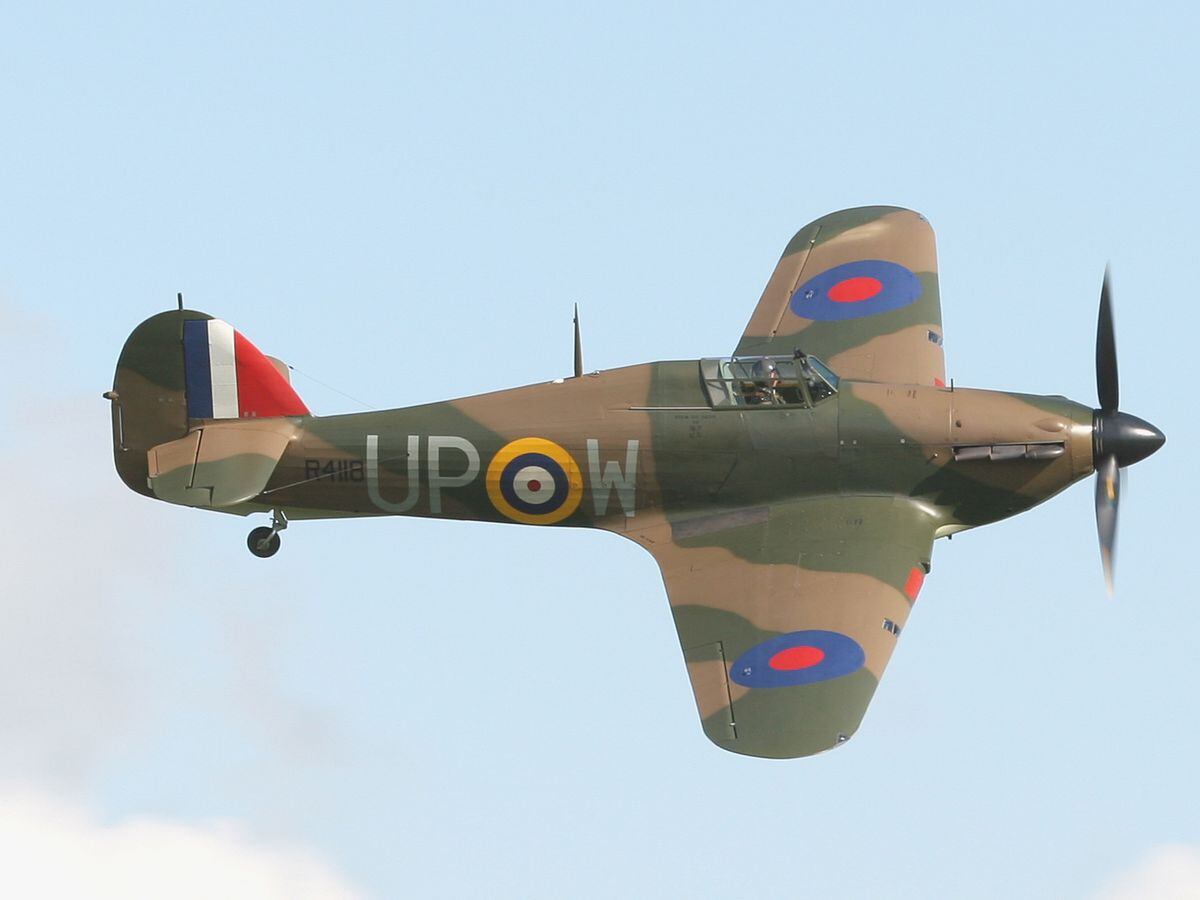 Hawker Hurricane fighter – it was an aircraft like this from RAF Shawbury which tried to shoot down an RAF bomber.