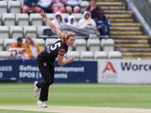 Pictured is Sparks Ellie Anderson in action bowling on her full debut