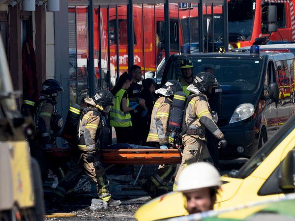 Firefighters at the scene at a nightclub in Murcia, Spain