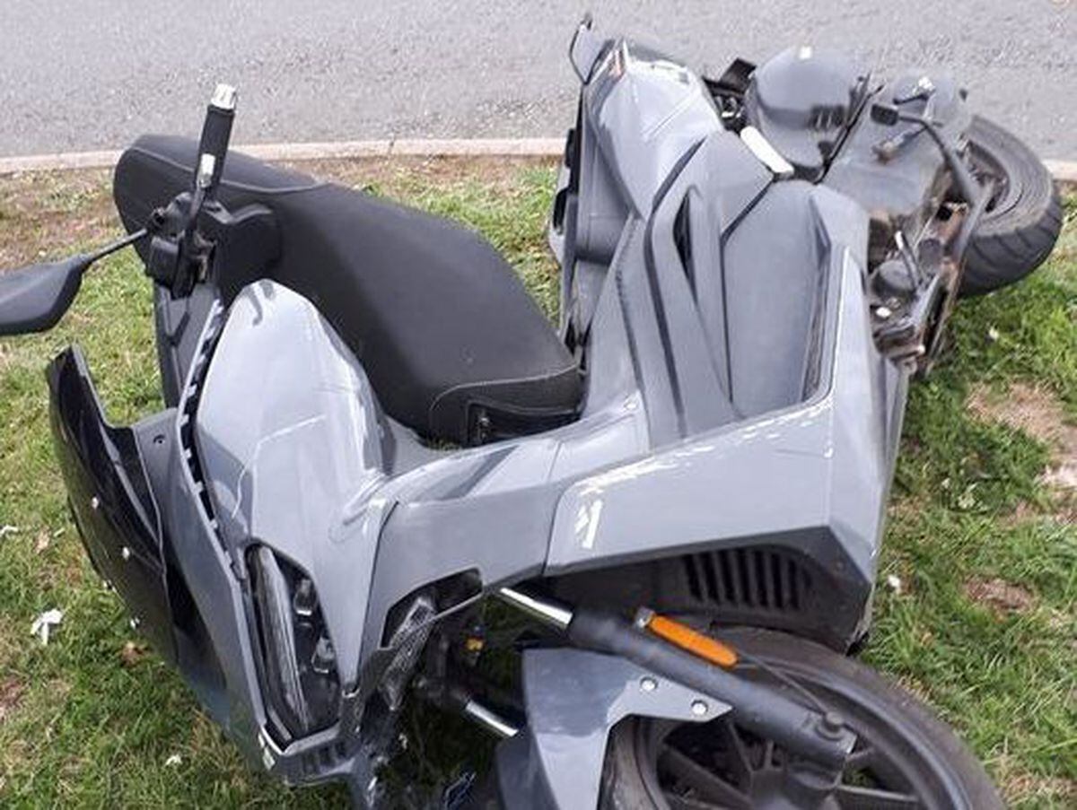 Police say the rider of this bike fled the scene after crashing