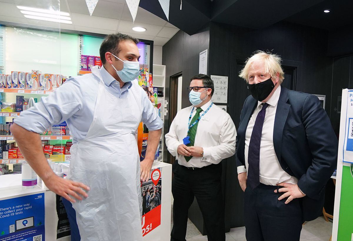 Boris Johnson's visit was to support Dr Neil Shastri-Hurst, left, who is the Tory candidate in the North Shropshire by-election: Peter Byrne/PA Wire.