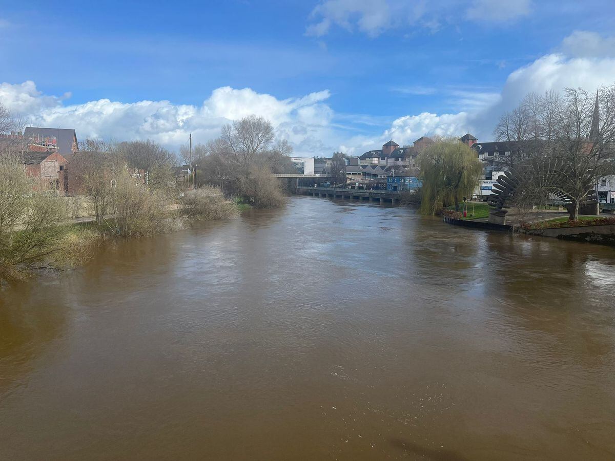 The River Severn in Shrewsbury earlier on Tuesday