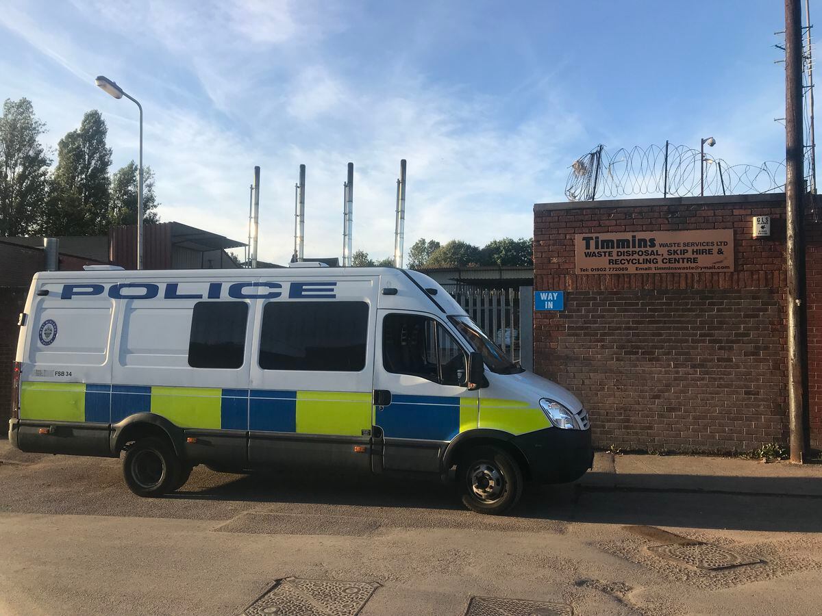 A West Midlands Police vehicle at Timmins Waste in 2018