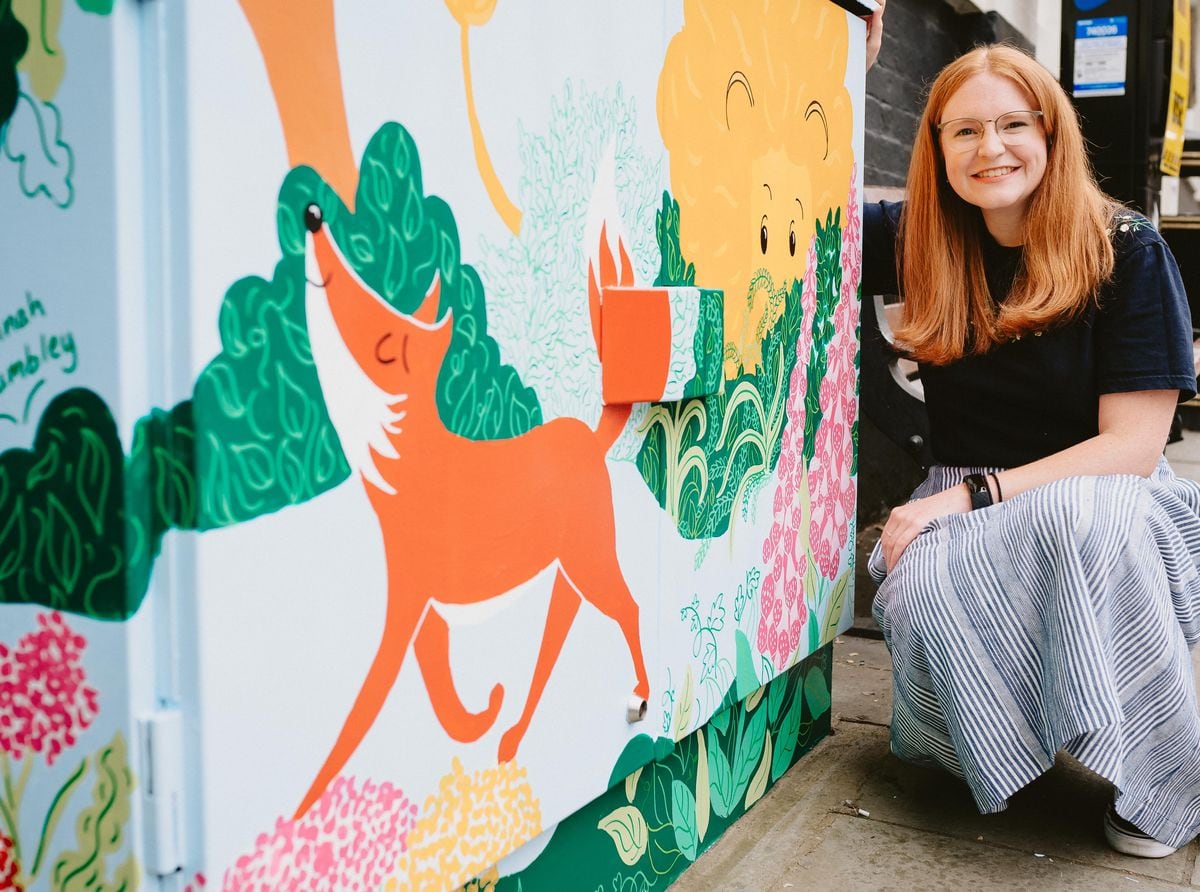 Hannah Chumbley with her creation on Wyle Cop 