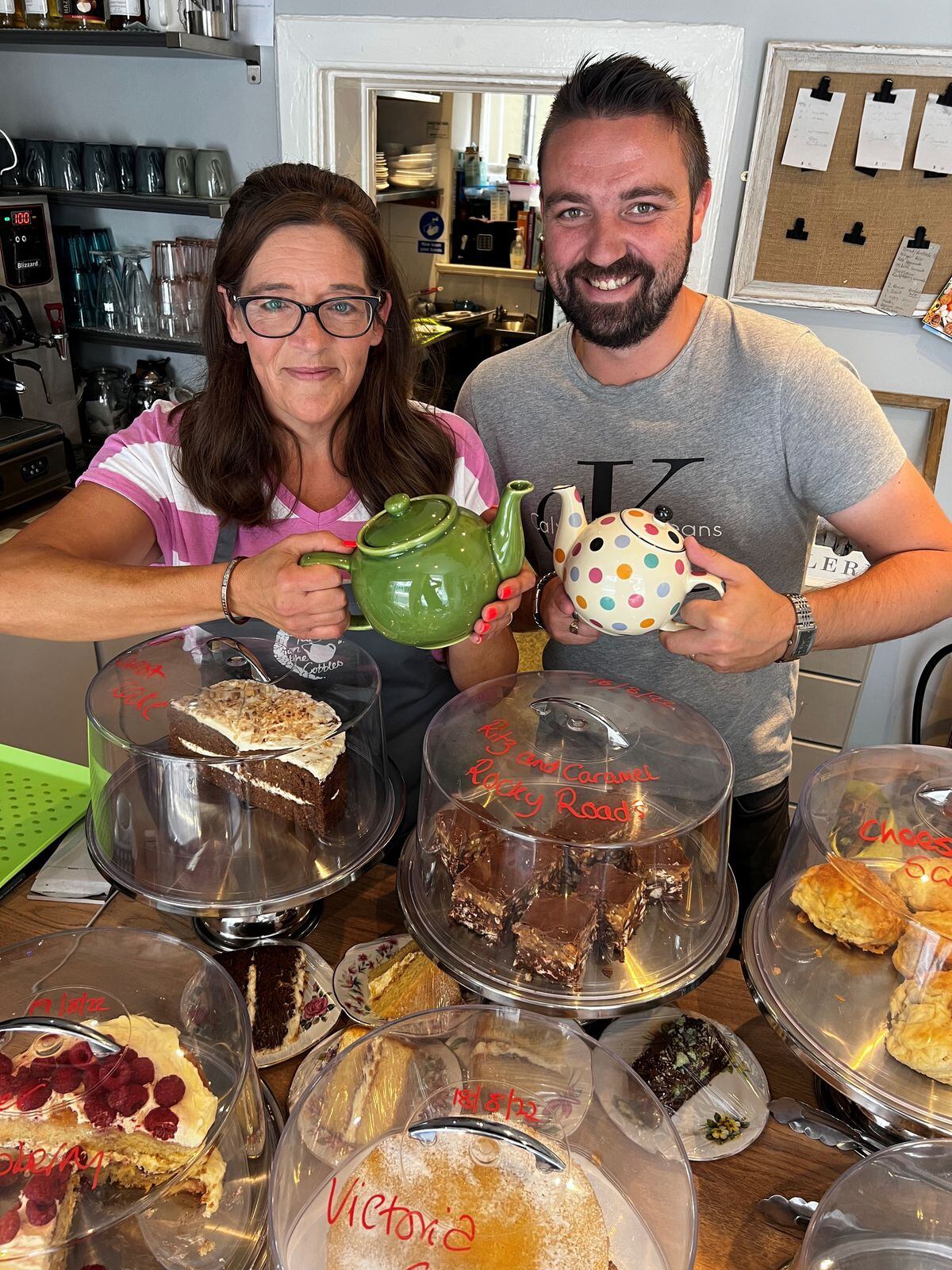 Paul Syrda with Sue Evans from  Tea On The Cobbles, who will be joining the Food Frenzy outside their lovely tea room on St Mary's Street. 