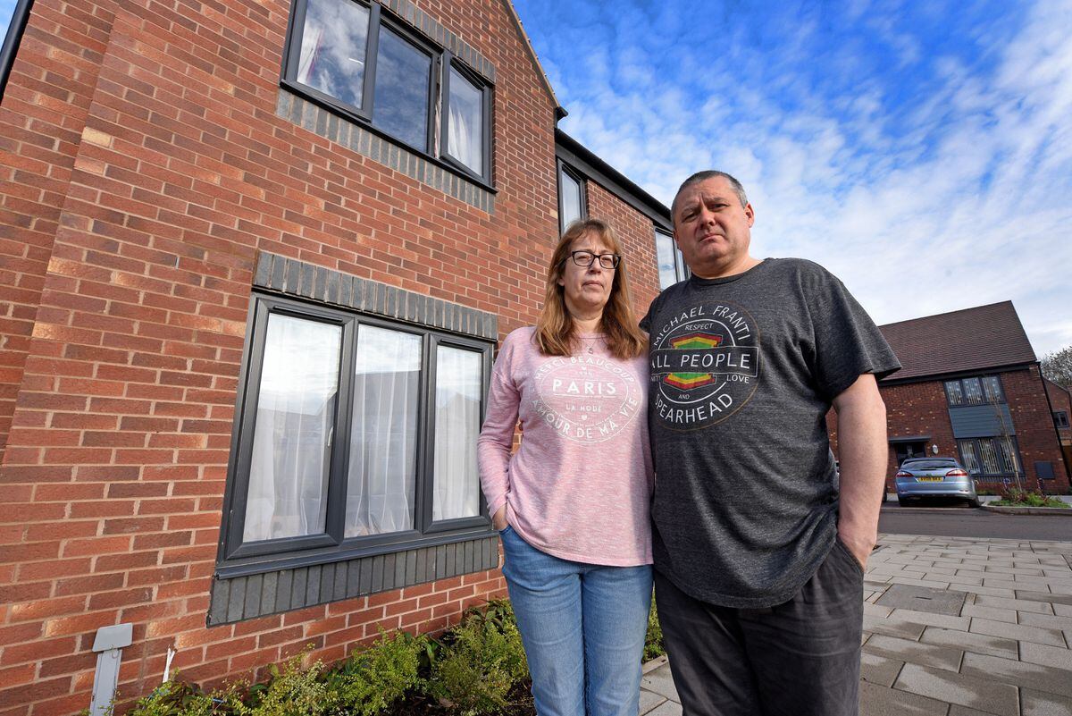 Kay Williams and Rob Sneddon who are unhappy with their Persimmon house in Telford, which they will leave for work to be done