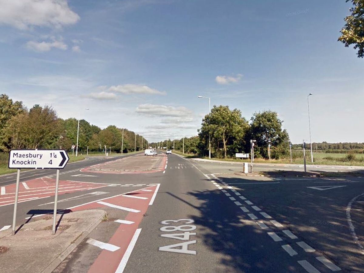 The junction of the A483 with Maesbury Road. Photo: Google StreetView.