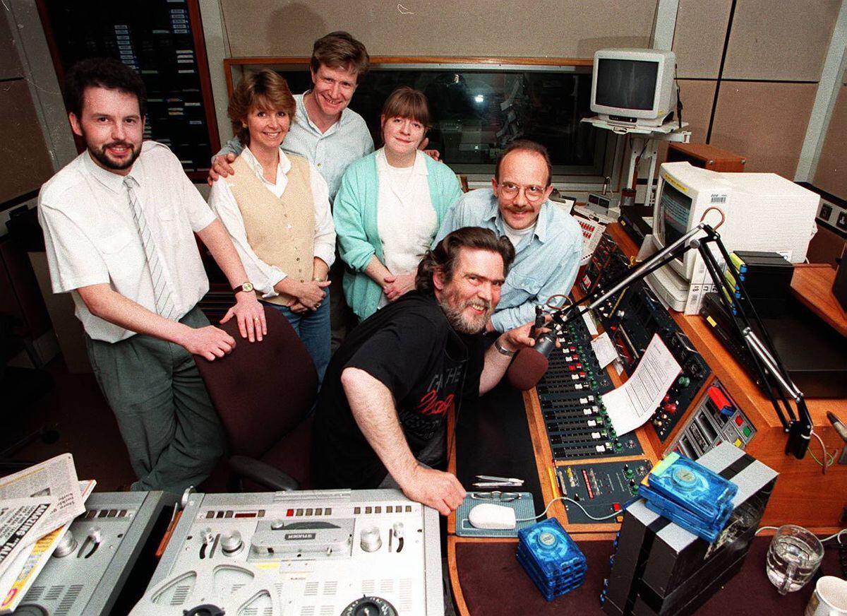 Matthew at the microphone as he and colleagues celebrated the station's 10th birthday