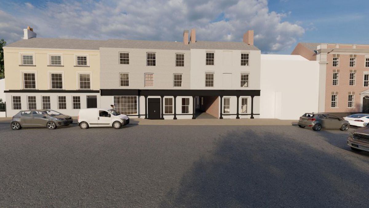 Plans would see vehicular access created through one of the listed buildings. Photo: Base Architecture & Design Ltd.