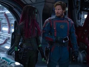 Come and get your love - Zoe Saldana as Gamora and Chris Pratt as Peter Quill/Star-Lord in James Gunn's Guardians Of The Galaxy Vol 3