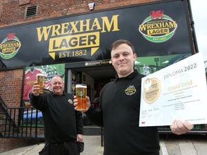 Mark Roberts and Connor Povey, Wrexham Lager Brewery who have won a major international beer award in Germany for their Wrexham Export lager