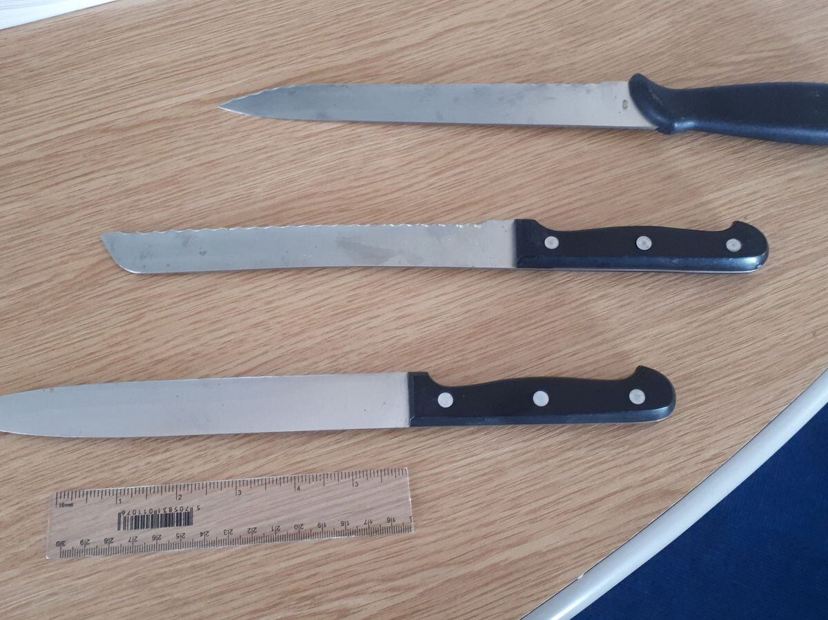 Knives handed in at Bishops Castle Police station as part of Operation Sceptre
