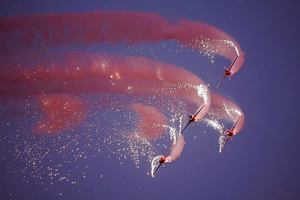 The Global Stars aerobatic display team wows the crowd. Photo: Rod Kirkpatrick/F Stop Press.