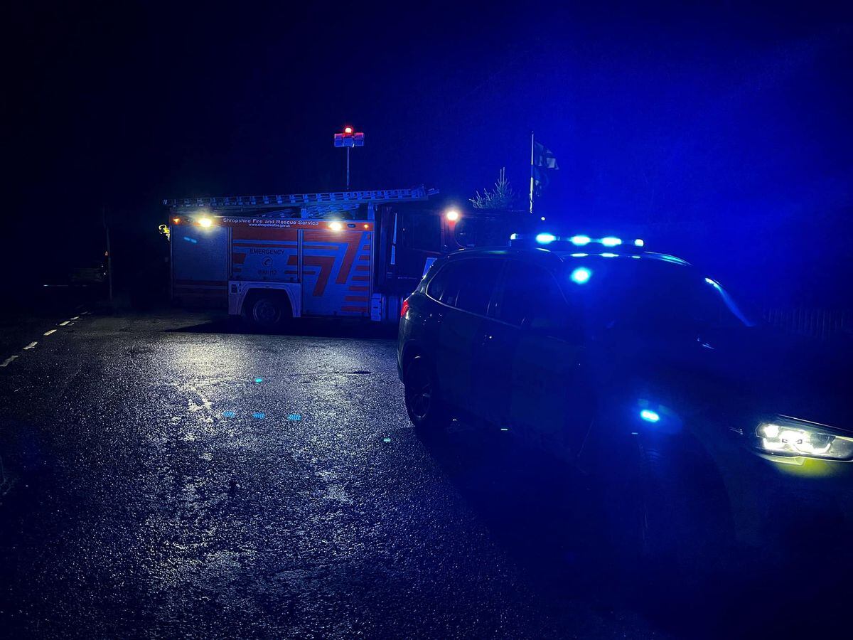 The crash scene on A51. Photo: Market Drayton Fire Station.