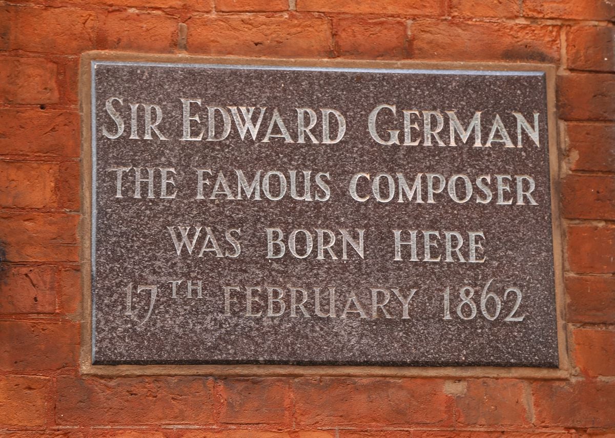 A memorial stone to Sir Edward German at The Old Town Hall Vaults 