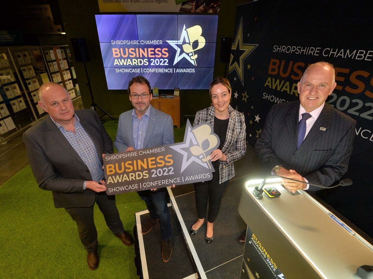 Steve Owen from Paveaways. Mark Bebb from Salop Leisure, chamber events manager Kelly Roberts and CEO Richard Sheehan